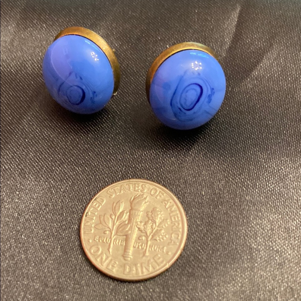 Blue Large Stud Earrings - Picture 2 of 3